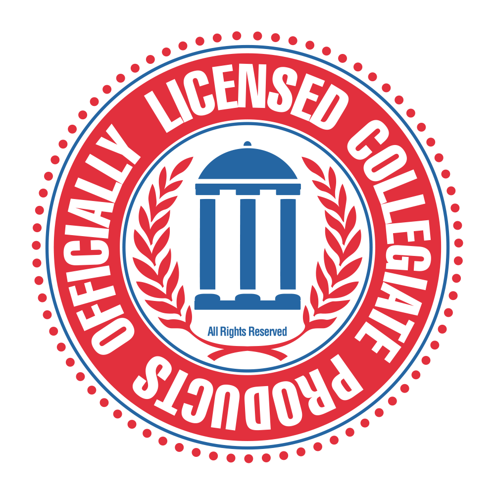 Officially licensed collegiate products emblem with a blue column design.
